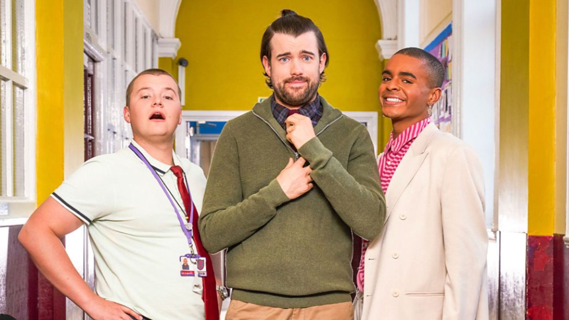 an image from bad education tv show with whitehall in character as Wickers