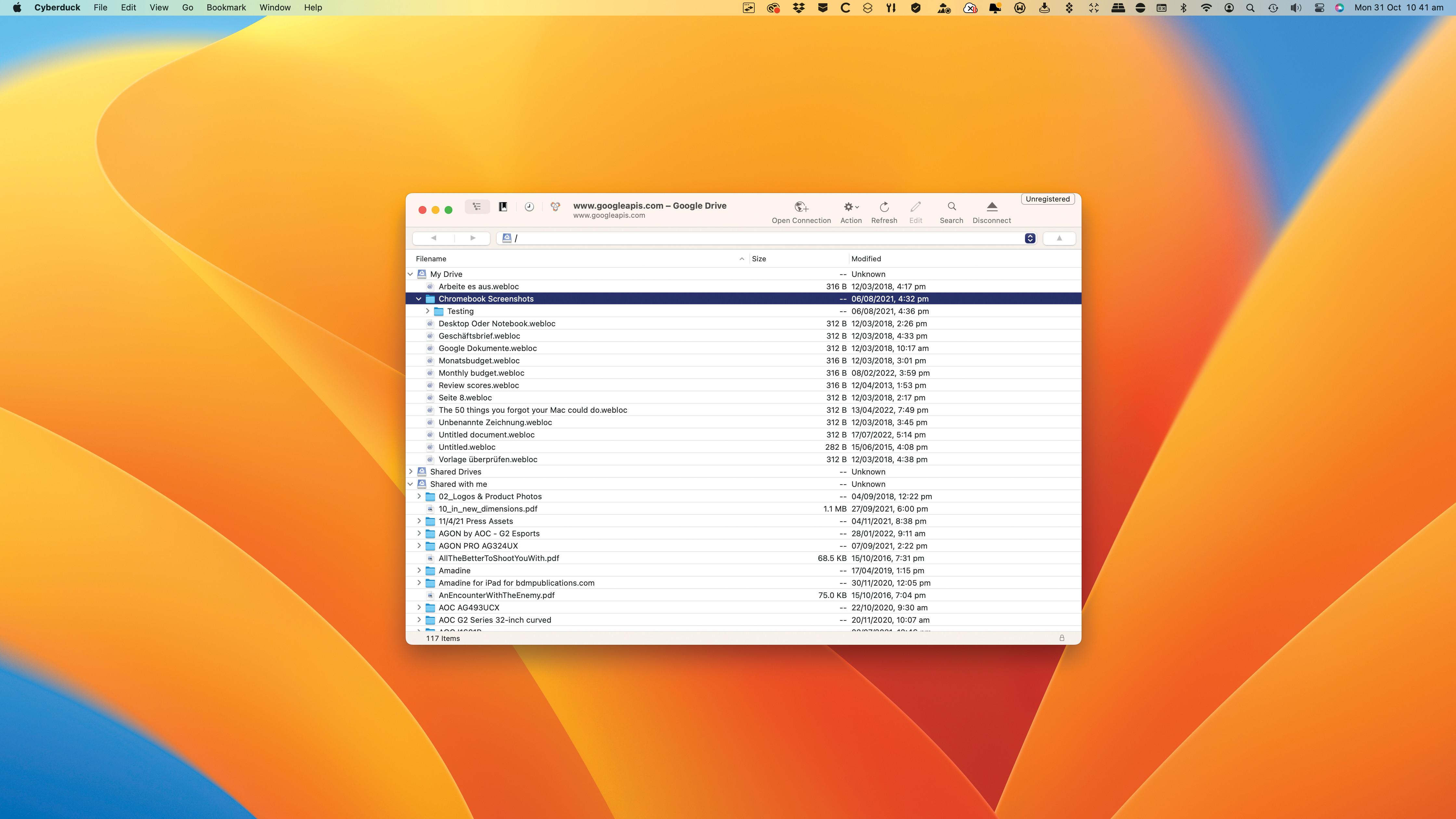Screenshot of Cyberduck Mac app