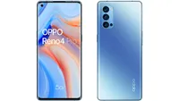 Oppo Reno 4 Pro 5G Android phone in blue on white background
