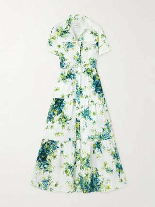 Tiered floral-print cotton poplin maxi dress