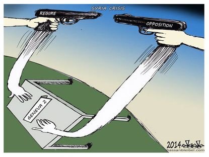 Political cartoon Syria crisis Geneva II