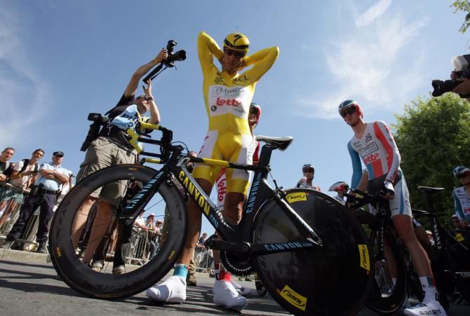 Philippe Gilbert wore the maillot jaune for the 2011 TTT