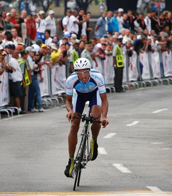 Argentina's Matias Medici rides into the finish.