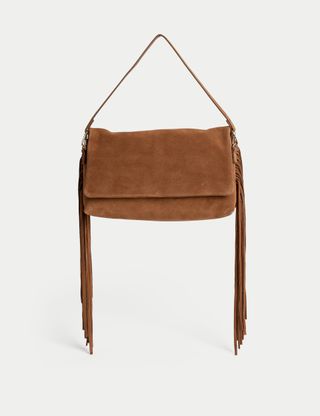 Suede Fringed Shoulder Bag