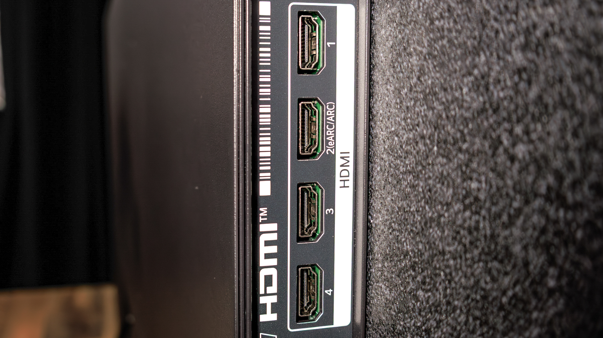 HDMI ports on a LG C6 OLED TV on a table