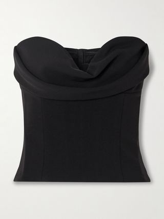 Cropped Draped Wool-Blend Crepe Bustier Top