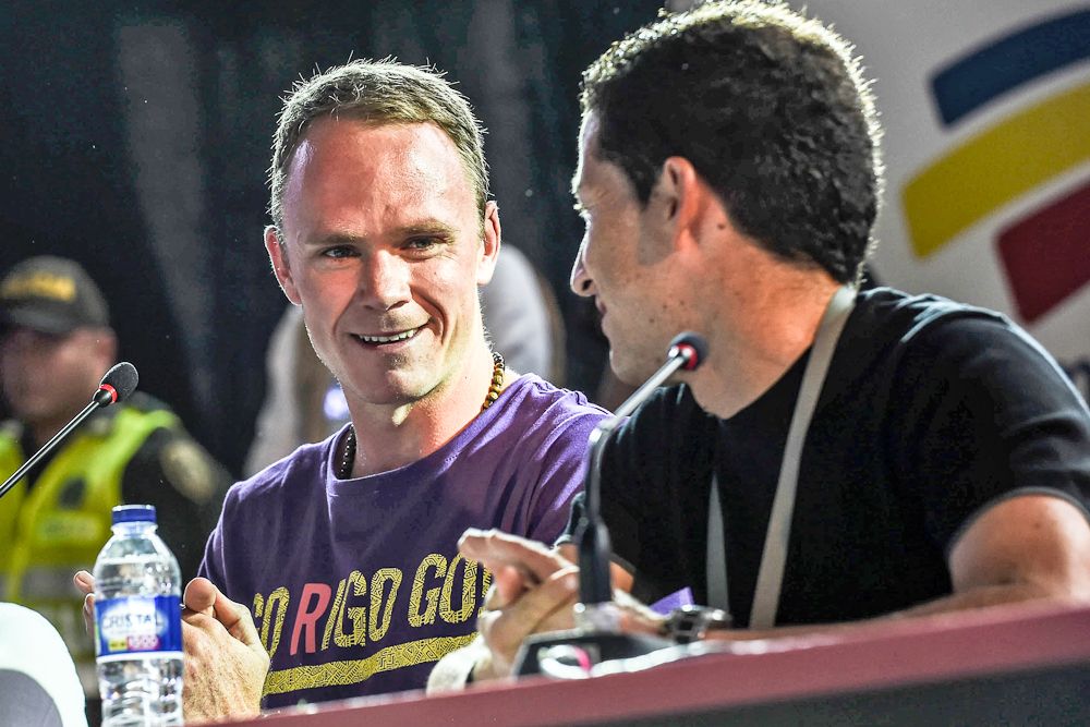 Chris Froome and Sergio Henao chat ahead of the Giro de Rigo in Colombia