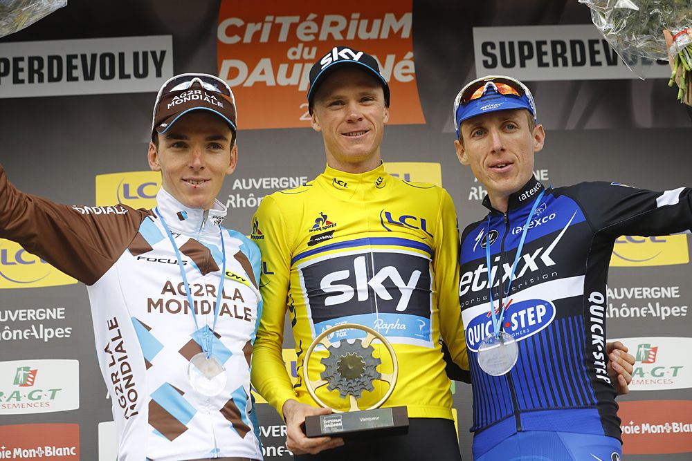 Criterium du Dauphine final podium: Bardet, Froome, Dan Martin