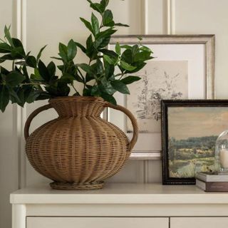 A console table with a vase from McGee & Co.