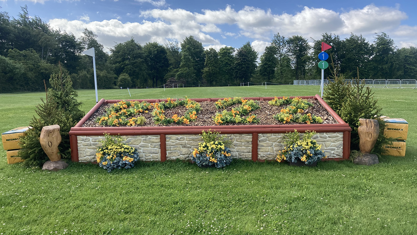 Bramham Horse Trials cross-country course: fence 1