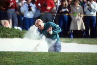 President Gerald Ford playing from a bunker GettyImage 814581824