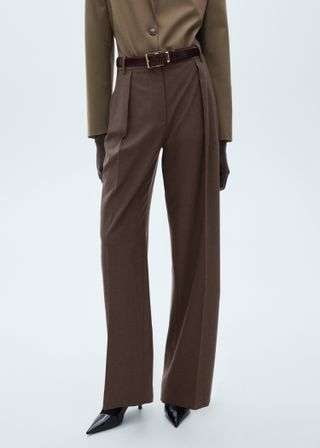 Straight-Fit Pleated Trousers - Women | Mango United Kingdom