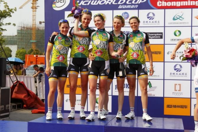 Tetyana Riabchenko and her Forno D'Asolo teammates on the podium