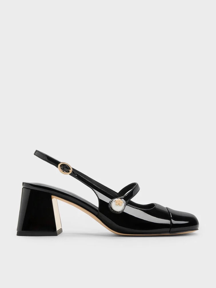 Charles &amp;amp; Keith, Aeryn Patent Pearl-Embellished Slingback Pumps