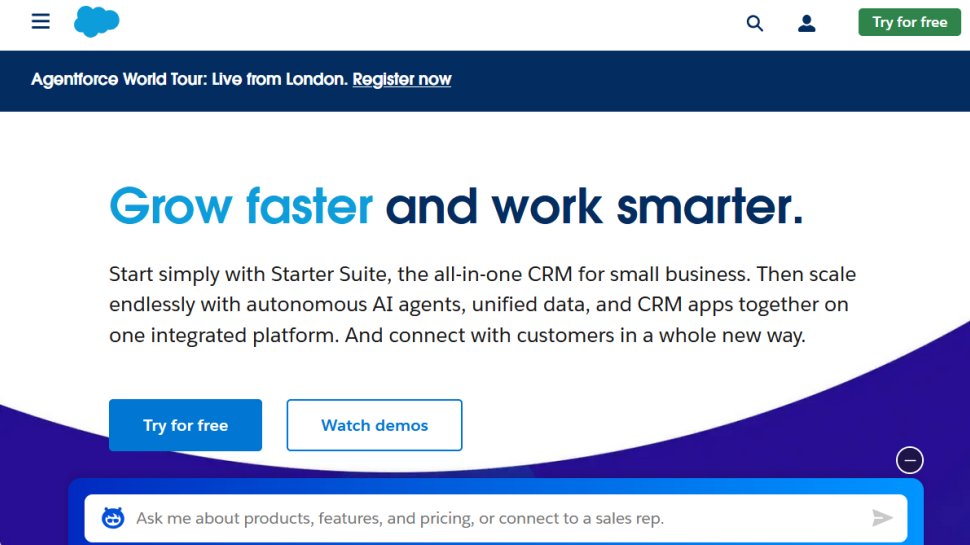 Salesforce website screenshot (May 2025).