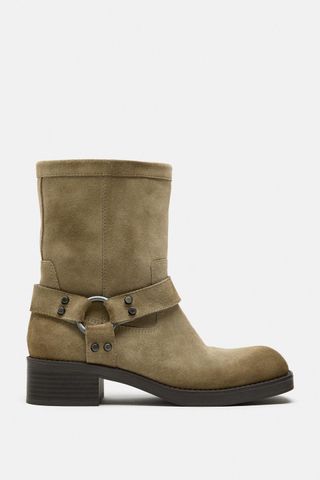 Suede Biker Ankle Boots