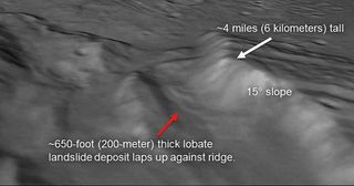 This perspective view of Charon's informally named "Serenity Chasm" consists of topography generated from stereo reconstruction of images taken by New Horizons' Long Range Reconnaissance Imager (LORRI) and Multispectral Visible Imaging Camera (MVIC), supplemented by a "shape-from-shading" algorithm. The topography is then overlain with an image mosaic.