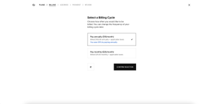 Screenshot of squarespace sign up options for annual or monthly payments