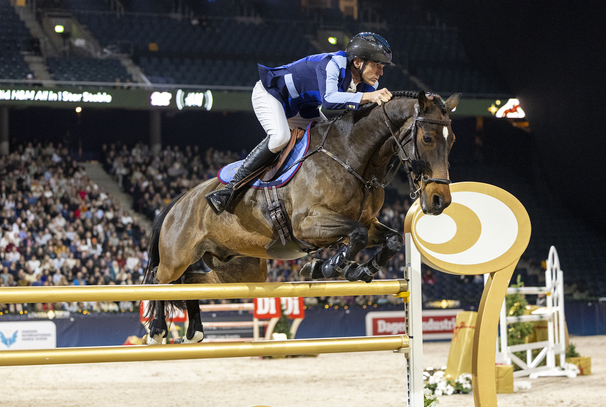 Peder Fredricson riding H&amp;amp;M Christian K to win the H&amp;amp;M grand prix at Sweden International Horse Show