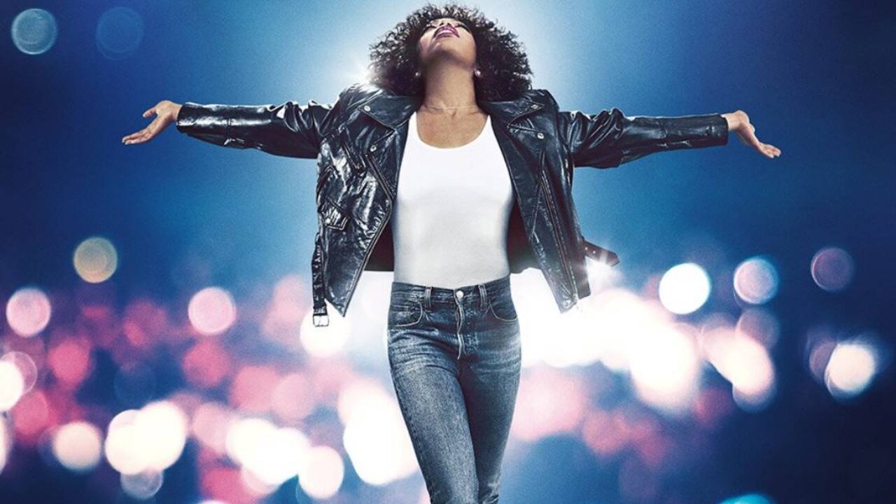 A screenshot of a promotional image for Whitney Houston: I Wanna Dance With Somebody