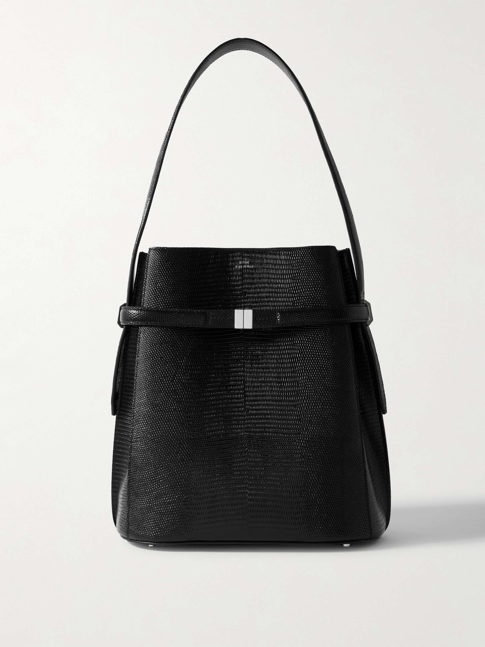 Belted Lizard-Effect Leather Tote
