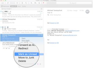 To mark an email as Unread, launch the Mail app, then right-click the email, click Mark as Unread.