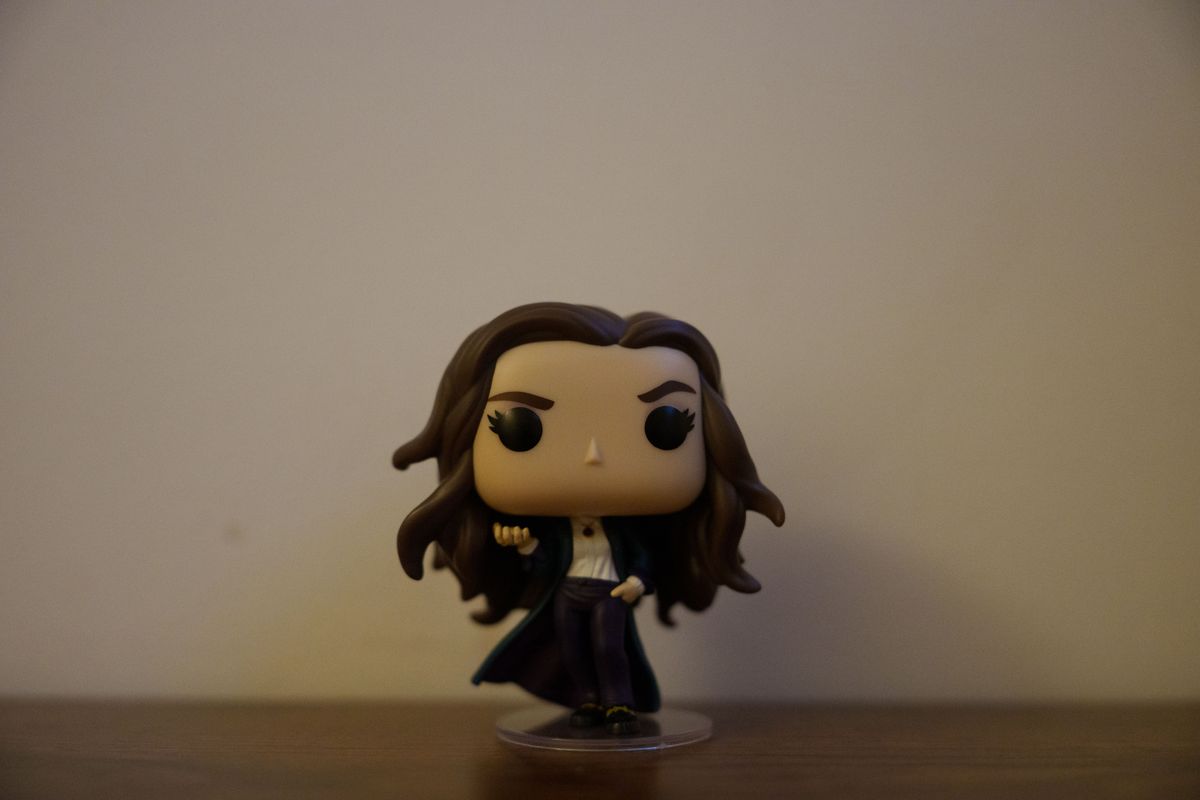A photo of a Funko Pop bobblehead, taken on a Sony A1 II mirrorless camera and with a Sony FE 28-70mm F2 GM lens