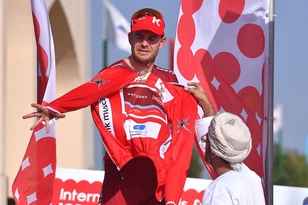 Alexander Kristoff (Katusha-Alpecin) pulled on the red leader's jersey