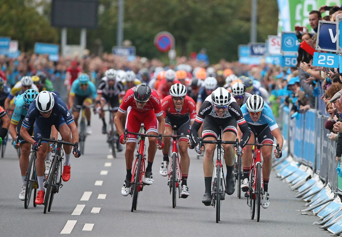 The final sprint on stage 5 of the Tour of Denmark