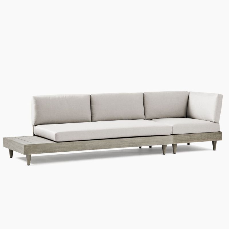 A West Elm low corner sofa for the best outdoor furniture brands.