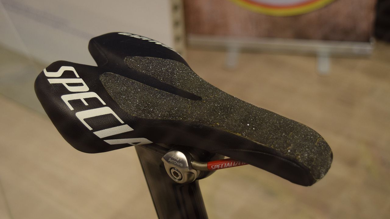 Tony Martin is known to run grip tape on the saddle of his time trial bikes to help stay in position