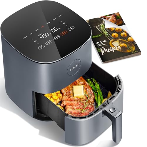 Cosori Air Fryer Pro, Compact 5qt, Ceramic Coating, 7 Presets With Preheat &amp;amp; Keep Warm, 450&amp;#8457;, Easy to Use &amp;amp; Clean, Shake Reminder, 130+ In-App Recipes, Nonstick &amp;amp; Dishwasher-Safe Basket, Gray