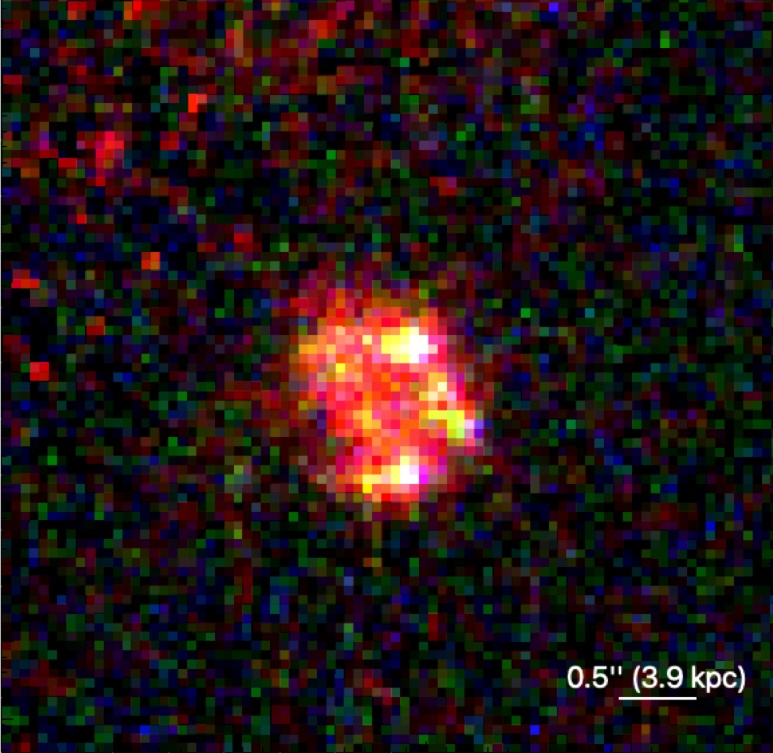 A heat map showing a glowing ball of light in deep space