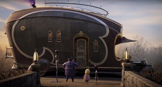 The Addams family looks at the Addams family camper in The Addams Family 2.