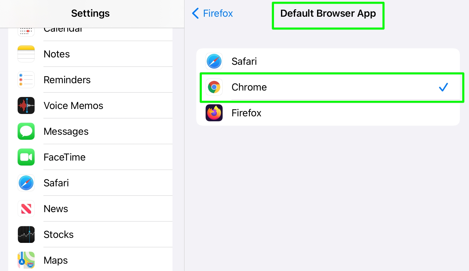 how to change default browser - ios