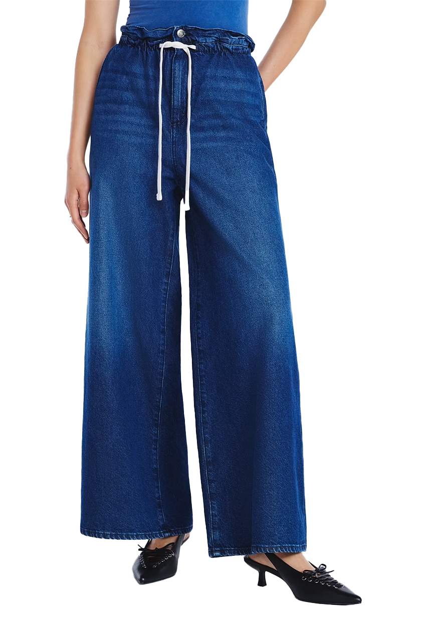 Scoop Women's Paperbag Waist Wide Leg Cotton Pants, Regular, Short and Long Inseams, Sizes Xs-Xxl