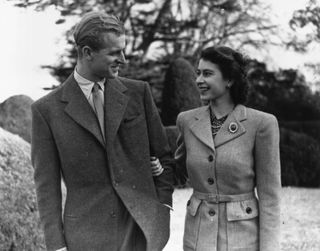 A photo of Prince Philip and Queen Elizabeth II on their Honeymoon at Broadlands, Hampshire