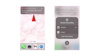 Screenshots of iPhone screen recording