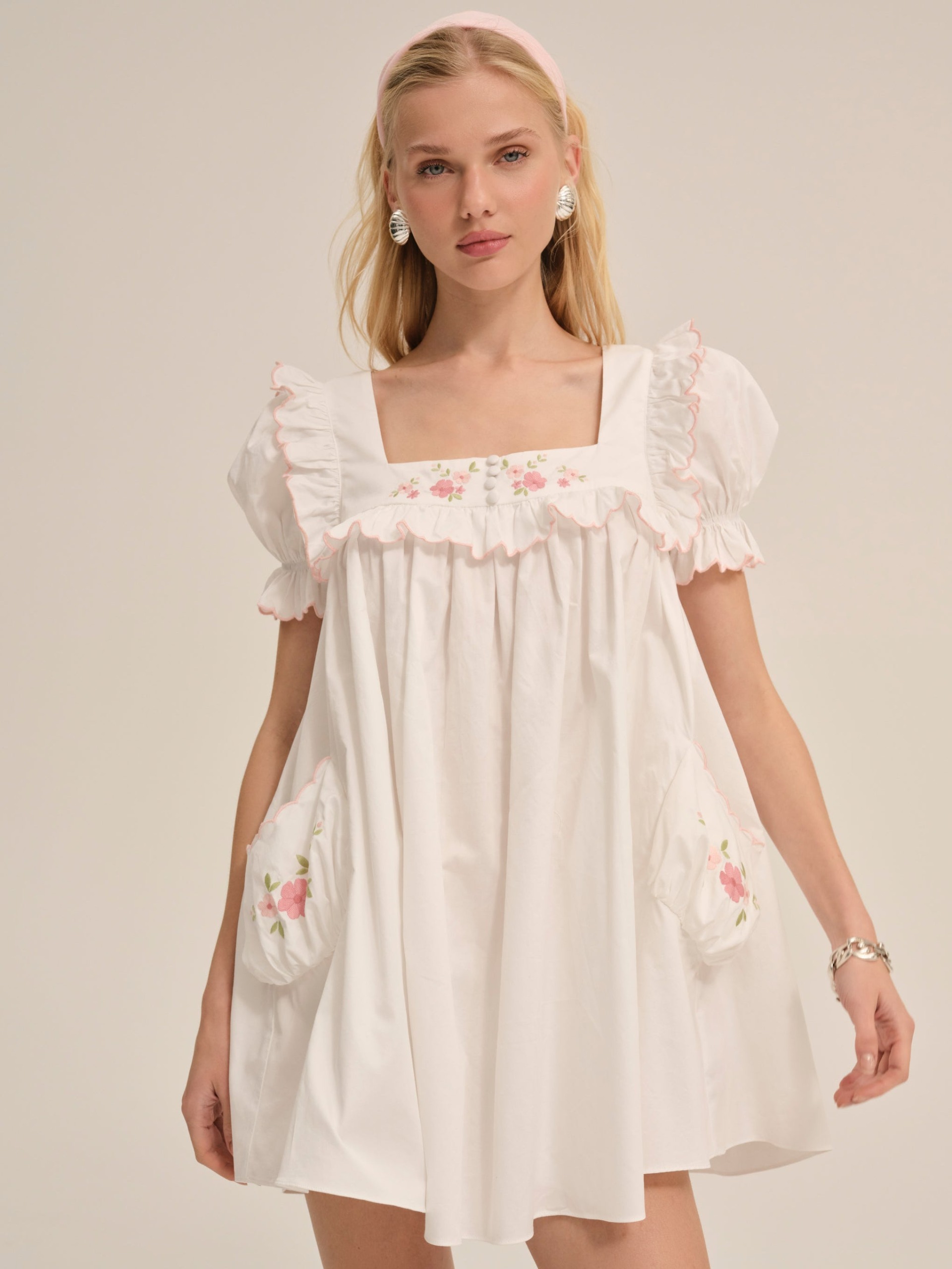Tea Time Babydoll Dress &amp;mdash; White