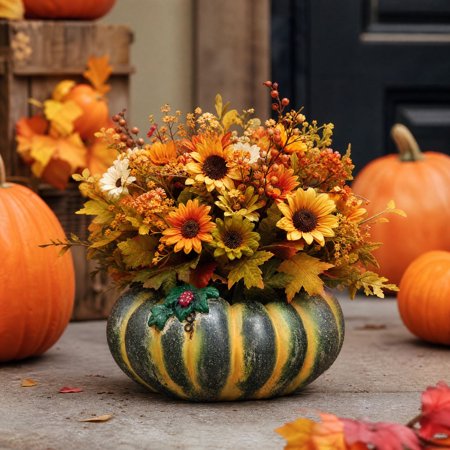 Resin Pumpkin Planter Pot Fall Decorative Flower Pot Indoor Outdoor Garden Succulents Planter Home Ornament, Polyresin Pumpkin Shaped Container for Planting, Storage Bowl, Tabletop Decor, Patio