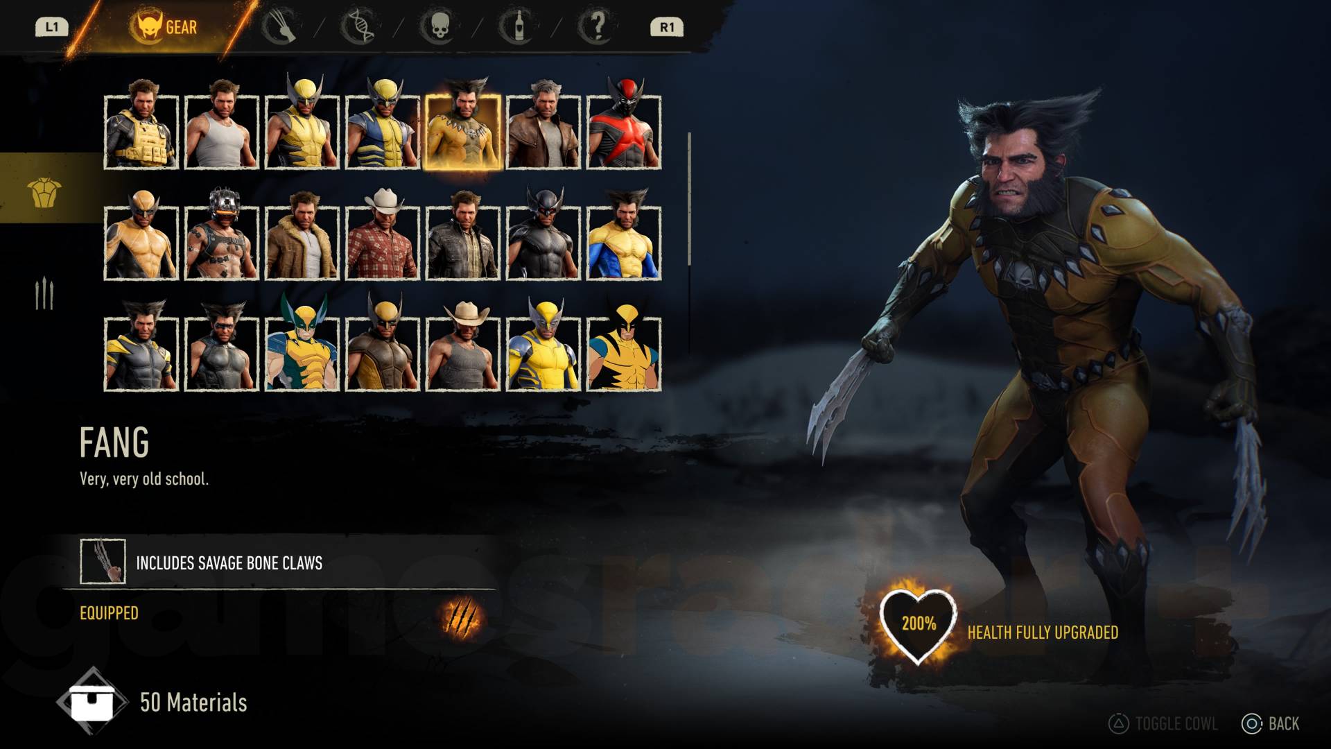 Marvel's Wolverine fang suit