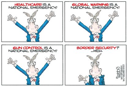 Political Cartoon U.S. Democrats national emergency