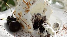 Chocolate cherry meringue dessert