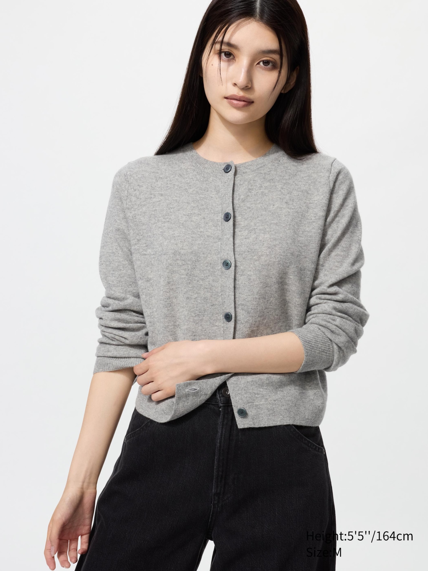 100% Cashmere Crew Neck Short Cardigan