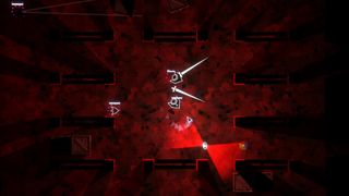 A battle against several enemies in a red-lit room in Void Sols.