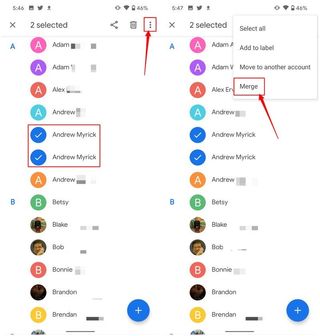 Confirm merging of contacts from Contacts app