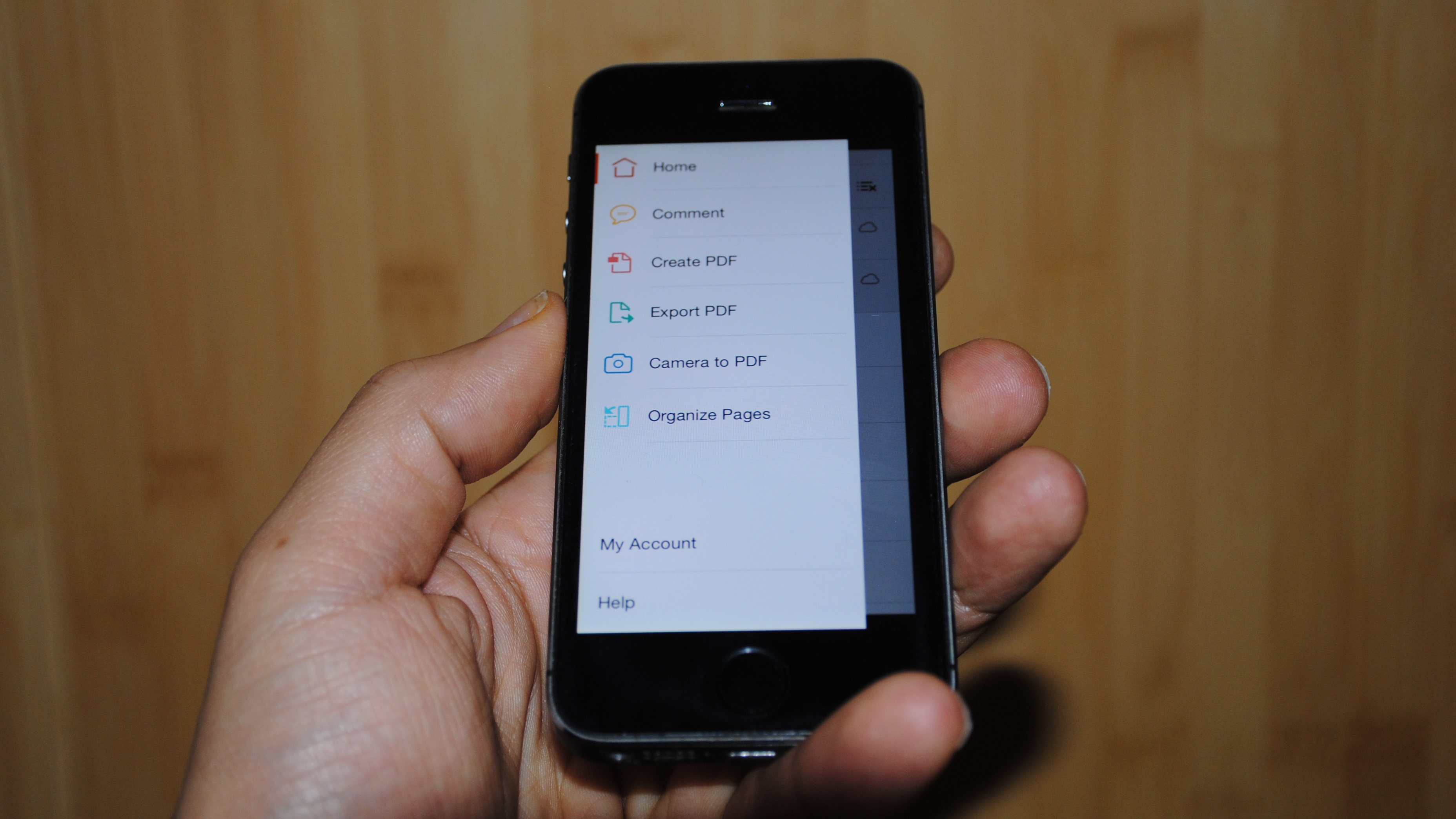 Adobe Document Cloud storage app on a mobile phone screen