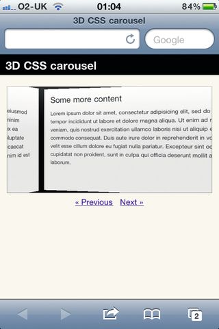 Hardware accelerated 3D CSS even works smoothly on the iPhone