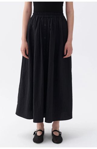 Button Accessorized Midi Skirt