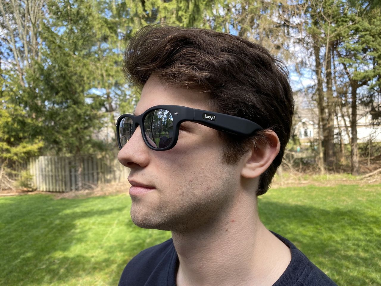 Lucyd Loud Bluetooth-Enabled Sunglasses on man